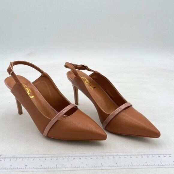 FSJ Pink Women Classy Pointed Toe Thin High Heel Slingback Pump Office Prom - Picture 4 of 8